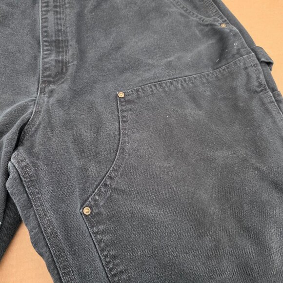 Vintage Carhartt Men's B136-BLK Black Double Knee Canvas Pants Men’s40 x30 Faded - Picture 7 of 14